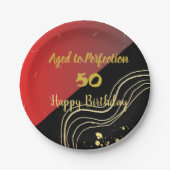 Blush Schwarz und Gold Farbpalette Happy Birthday Pappteller (Vorderseite)