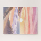 Blush Sea Sunset | Beach Watercolor Painting Puzzle (Horizontal)