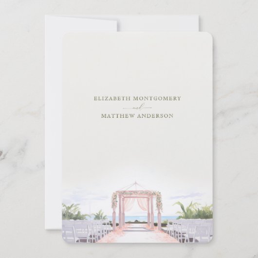 Blush Seaside Romance Rett-the-Date Einladung (Rückseite)