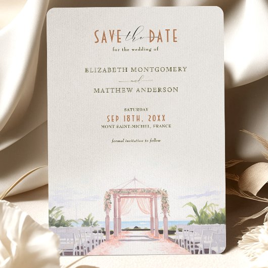 Blush Seaside Romance Save-the-Date Einladung