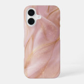 Blush Seide – Rosa Satin & Gold Handyhülle iPhone 16 Hülle (Rückseite)