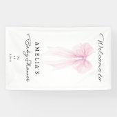 Blush Sheer Bow Welcome Baby Girl Banner (Horizontal)