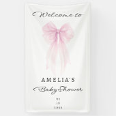 Blush Sheer Bow Welcome Baby Girl Banner (Vertikal)