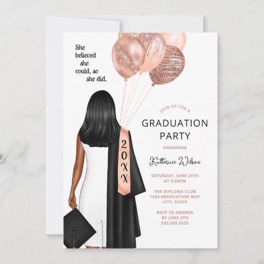 Blush Sie glaubte, dass sie eine Mädchen-Abitur-Pa Einladung (Vorderseite)