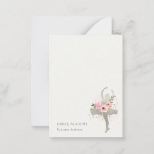 Blush Silber Floral Girl Tänzerin Tanzakademie-Log Mitteilungskarte