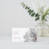 Blush Silber Magnolie Weiß QR Code Visitenkarte (Stehend Vorderseite)
