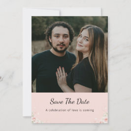 Blush Silk Pink Whispered Peta Modern Script photo Save The Date
