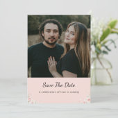 Blush Silk Pink Whispered Peta Modern Script photo Save The Date (Stehend Vorderseite)