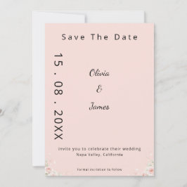 Blush Silk Pink Whispered Peta Modern ScriptFloral Save The Date