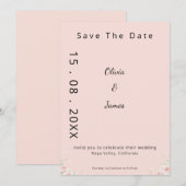 Blush Silk Pink Whispered Peta Modern ScriptFloral Save The Date (Vorne/Hinten)