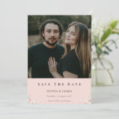 Blush Silk Pink Whispered Peta Photo Modern Floral Save The Date (Stehend Vorderseite)