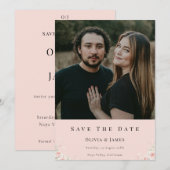 Blush Silk Pink Whispered Peta Photo Modern Floral Save The Date (Vorne/Hinten)