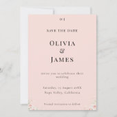 Blush Silk Pink Whispered Petals Modern Floral  Save The Date (Vorderseite)