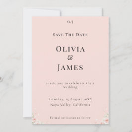 Blush Silk Pink Whispered Petals Modern Floral  Save The Date