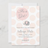 Blush Silver Elephant Baby Shower Einladung Girl (Vorderseite)