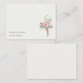 Blush Silver Floral Girl Dancer Academy Logo Mitteilungskarte (Vorne/Hinten)