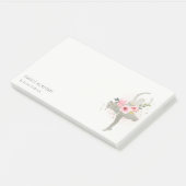 Blush Silver Floral Girl Dancer Academy Logo Post-it Klebezettel (angewinkelt)