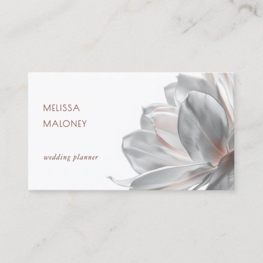 Blush Silver Magnolia White Business Card Visitenkarte (Vorderseite)
