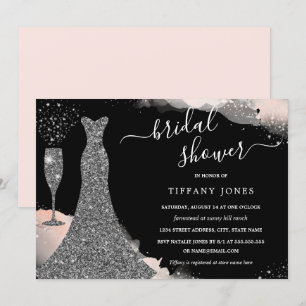 Blush Silver Sparkle Dress Brautparty Einladung