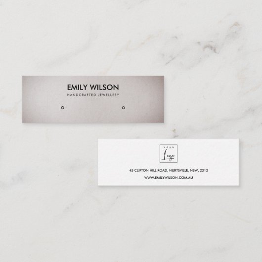 BLUSH SILVER STUDIEREN EARRING DISPLAY LOGO MINI VISITENKARTE (Vorne/Hinten)