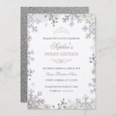 Blush Silver Winter Wonderland Sweet 16. Geburtsta Einladung (Vorne/Hinten)