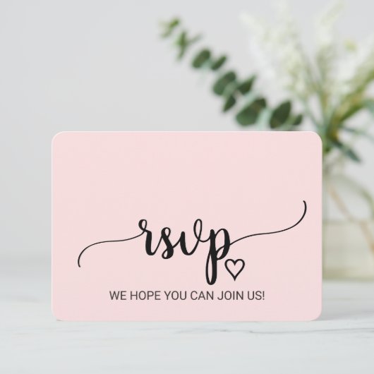 Blush Simple Calligraphy Song Request RSVP Card (Stehend Vorderseite)