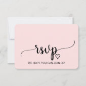 Blush Simple Calligraphy Song Request RSVP Card (Vorderseite)