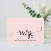 Blush Simple Calligraphy Song Request RSVP Card Karte (Stehend Vorderseite)