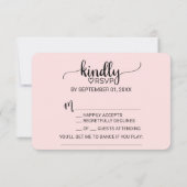 Blush Simple Calligraphy Song Request RSVP Card Karte (Rückseite)