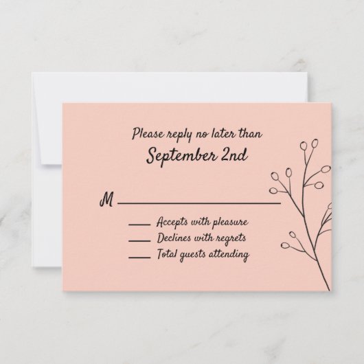 Blush Simple Floral Wedding RSVP (Vorderseite)