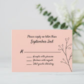 Blush Simple Floral Wedding RSVP (Stehend Vorderseite)