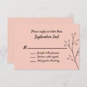 Blush Simple Floral Wedding RSVP (Vorne/Hinten)