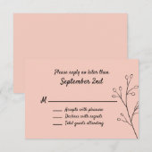 Blush Simple Floral Wedding RSVP Karte (Vorne/Hinten)