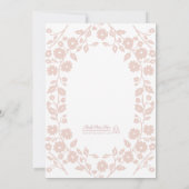 Blush Simple White Folk Floral Brautparty Einladung (Rückseite)