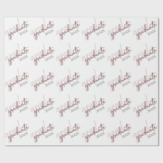 Blush-Skript | Klassischer Rosa Pinsel in Weiß Geschenkpapier (Flach)