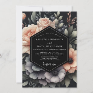 Blush & Slate Dramatic Bloom Hochzeit Einladung