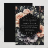 Blush & Slate Dramatic Bloom Hochzeit Einladung (Vorne/Hinten)