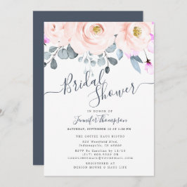 Blush & Smoky Navy Brautparty Einladung
