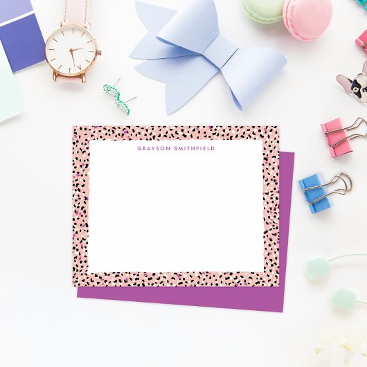 Blush Snow Leopard Print Personal Stationcard Einladung