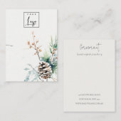 Blush Snow Winter Berries Logo Necklace Holder Visitenkarte (Vorne/Hinten)