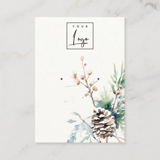 Blush Snow Winter Berries Logo Ohrwurfhalter Visitenkarte (Vorderseite)