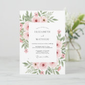 Blush Soft Bloom Hochzeit Einladung (Stehend Vorderseite)
