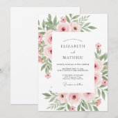 Blush Soft Bloom Hochzeit Einladung (Vorne/Hinten)