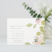 BLUSH SOFT PASTEL WATERCOLOR FLUSSBREITE RSVP BEGLEITKARTE (Stehend Vorderseite)