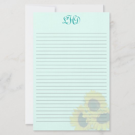 Blush Sonnenblumen Einband Schriftpapier Briefpapier (Vorderseite)