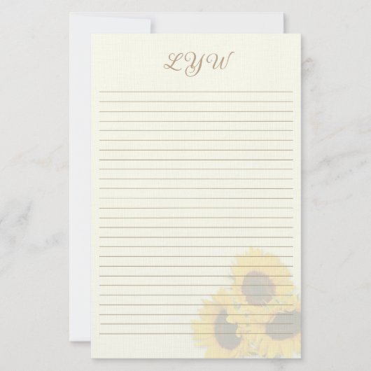 Blush Sonnenblumen Einband Schriftpapier Briefpapier (Vorderseite)