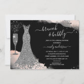 Blush Sparkress Brunch & Bubbly Brautparty Einladung (Vorderseite)