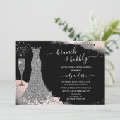 Blush Sparkress Brunch & Bubbly Brautparty Einladung (Stehend Vorderseite)