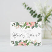 Blush Spring Floral werden Sie meine Trauzeugin se Postkarte (Stehend Vorderseite)
