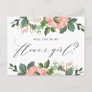 Blush Spring Floral wirst du mein Blumenmädchen se Postkarte
